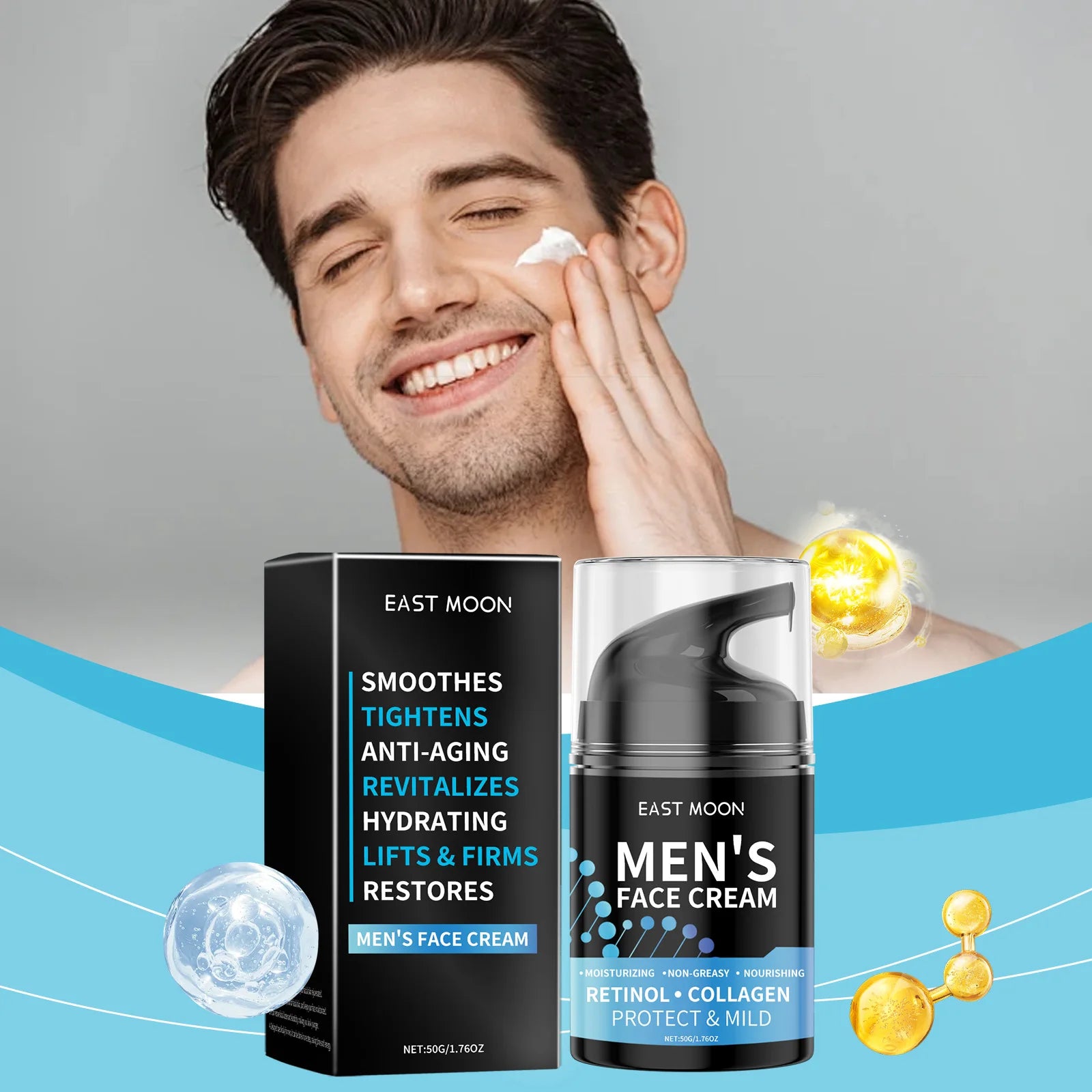 East Moon Men's Skincare SPF50+ Retinol Moisturizing Cream