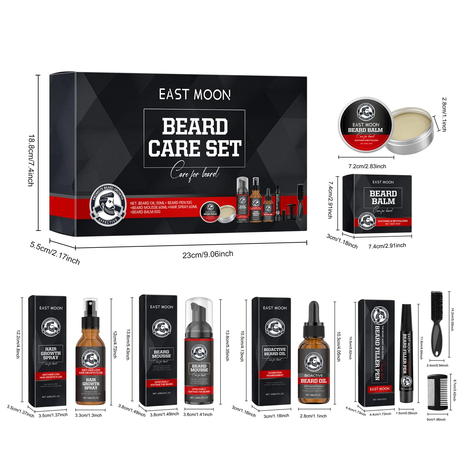 East Moon Beard Care Set – Growth & Grooming Kit for Men