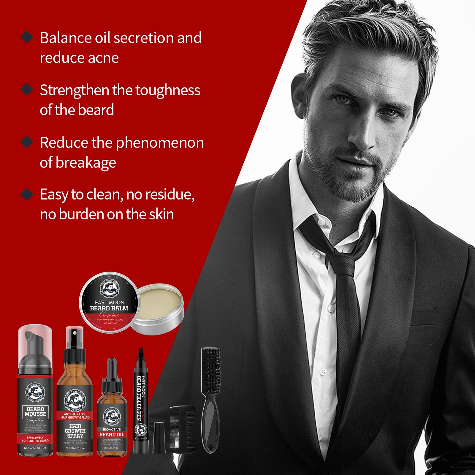East Moon Beard Care Set – Growth & Grooming Kit for Men