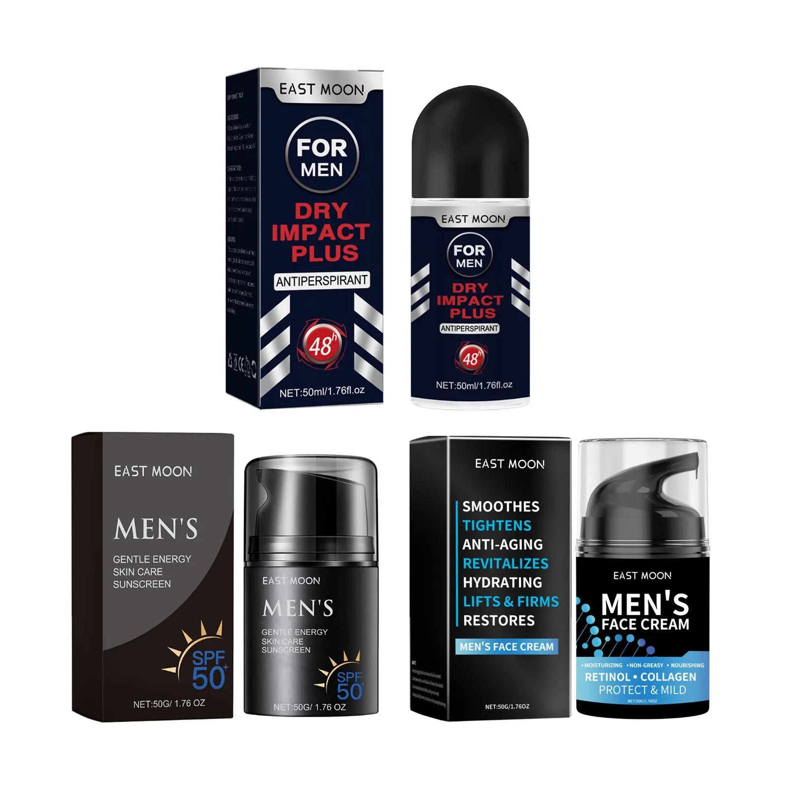 East Moon Men's Skincare SPF50+ Retinol Moisturizing Cream