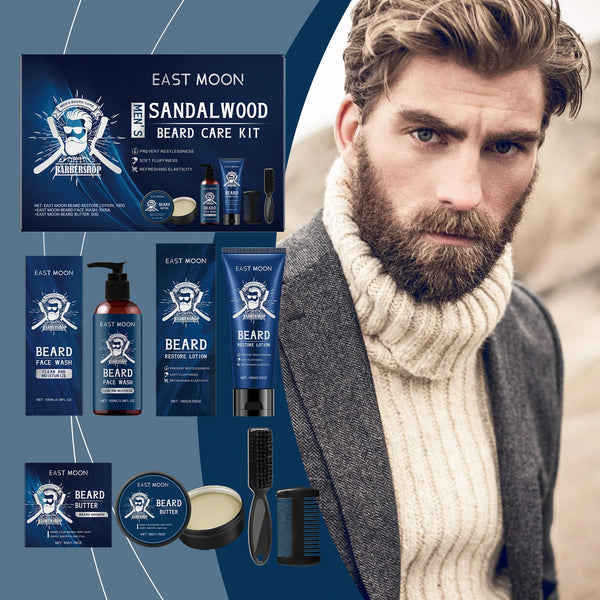 East Moon Sandalwood Beard Care Kit – Complete Beard Grooming Set for Men