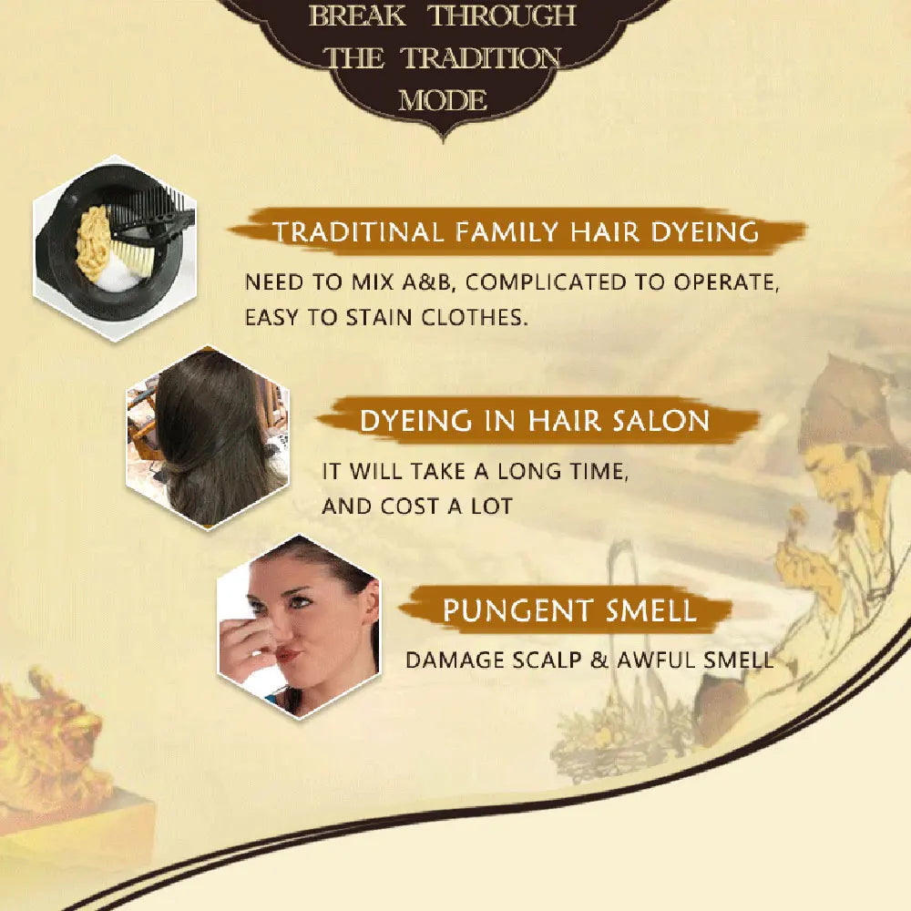 3-in-1 Black Hair Dye Shampoo for Gray Hair