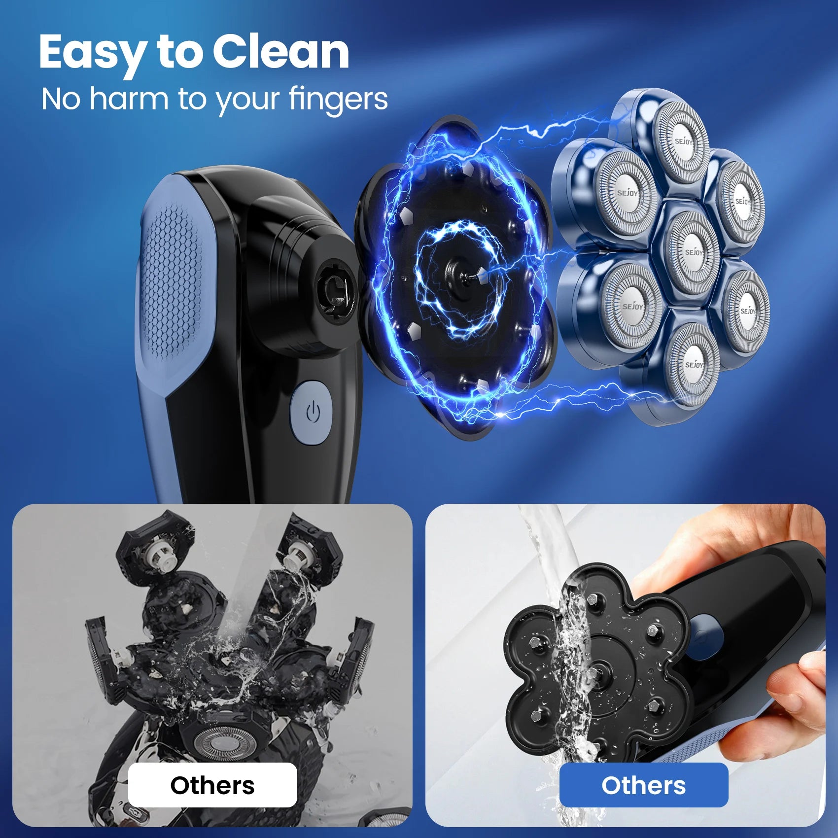 Men’s 5-in-1 Rechargeable Waterproof Electric Head Shaver