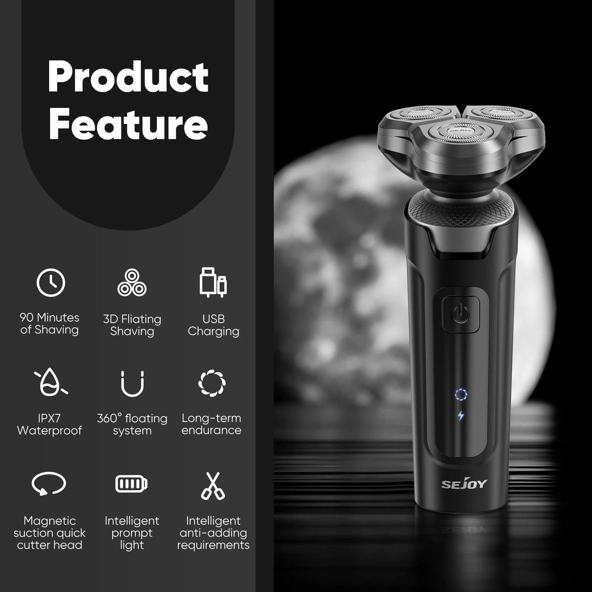 Sejoy 5-in-1 Rechargeable Electric Shaver for Men