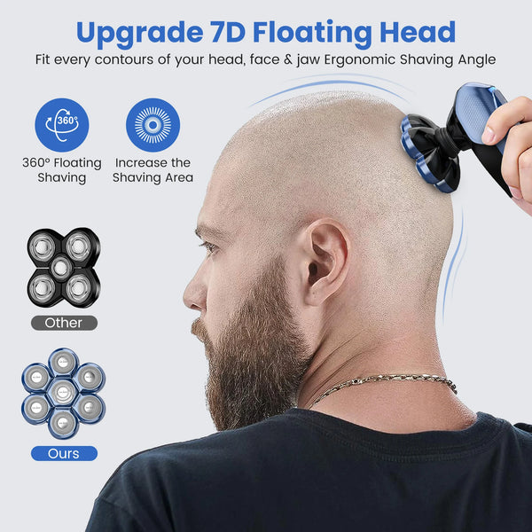 Men’s 5-in-1 Rechargeable Waterproof Electric Head Shaver