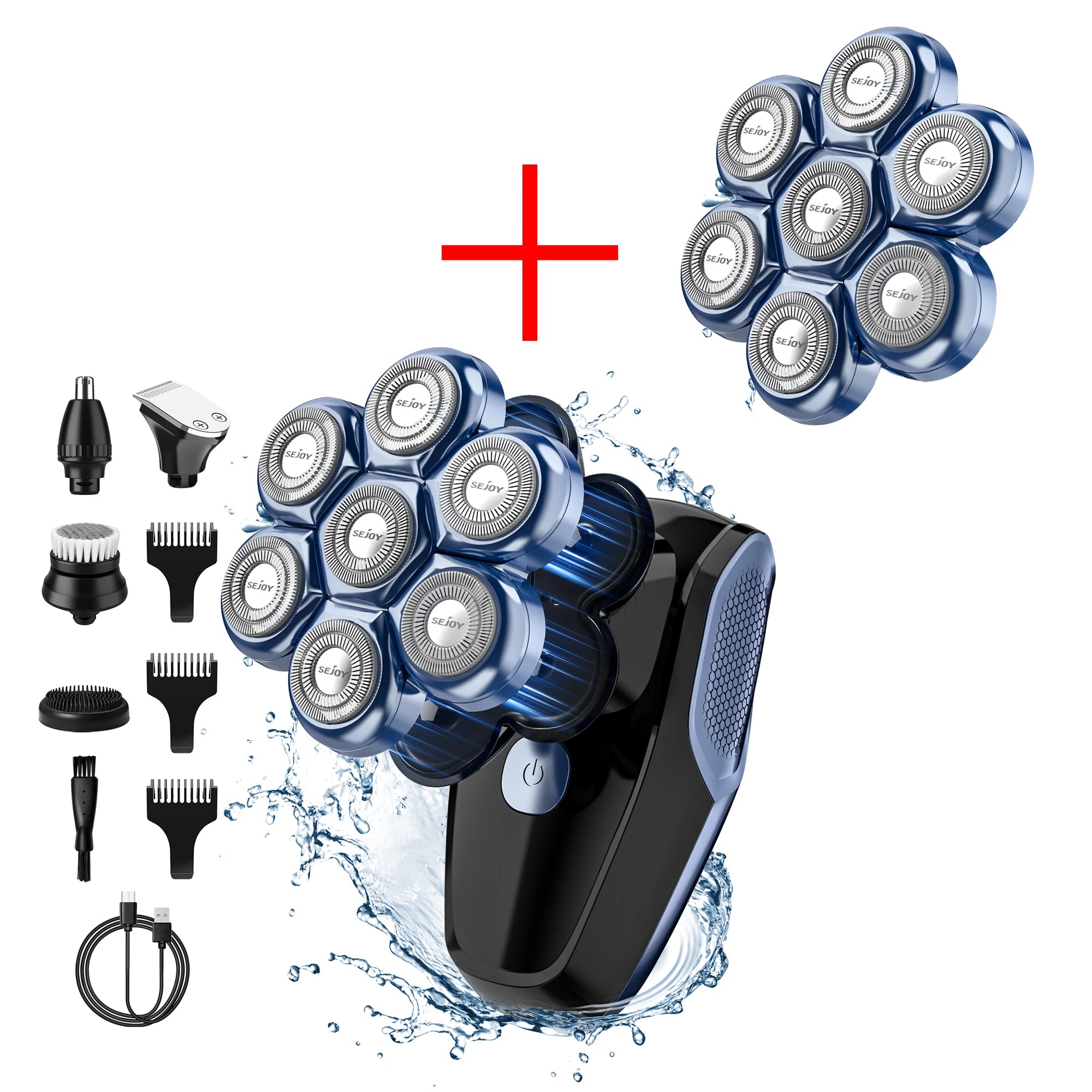 Men’s 5-in-1 Rechargeable Waterproof Electric Head Shaver