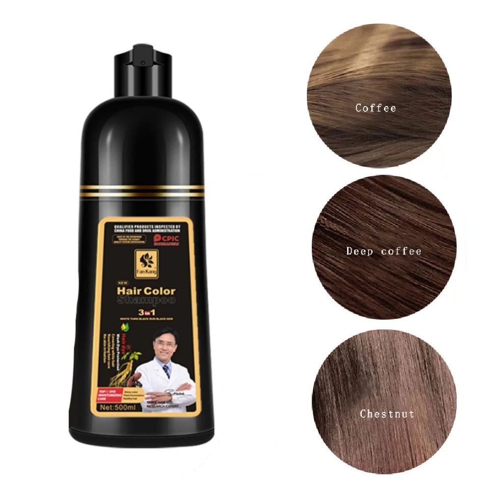 3-in-1 Black Hair Dye Shampoo for Gray Hair