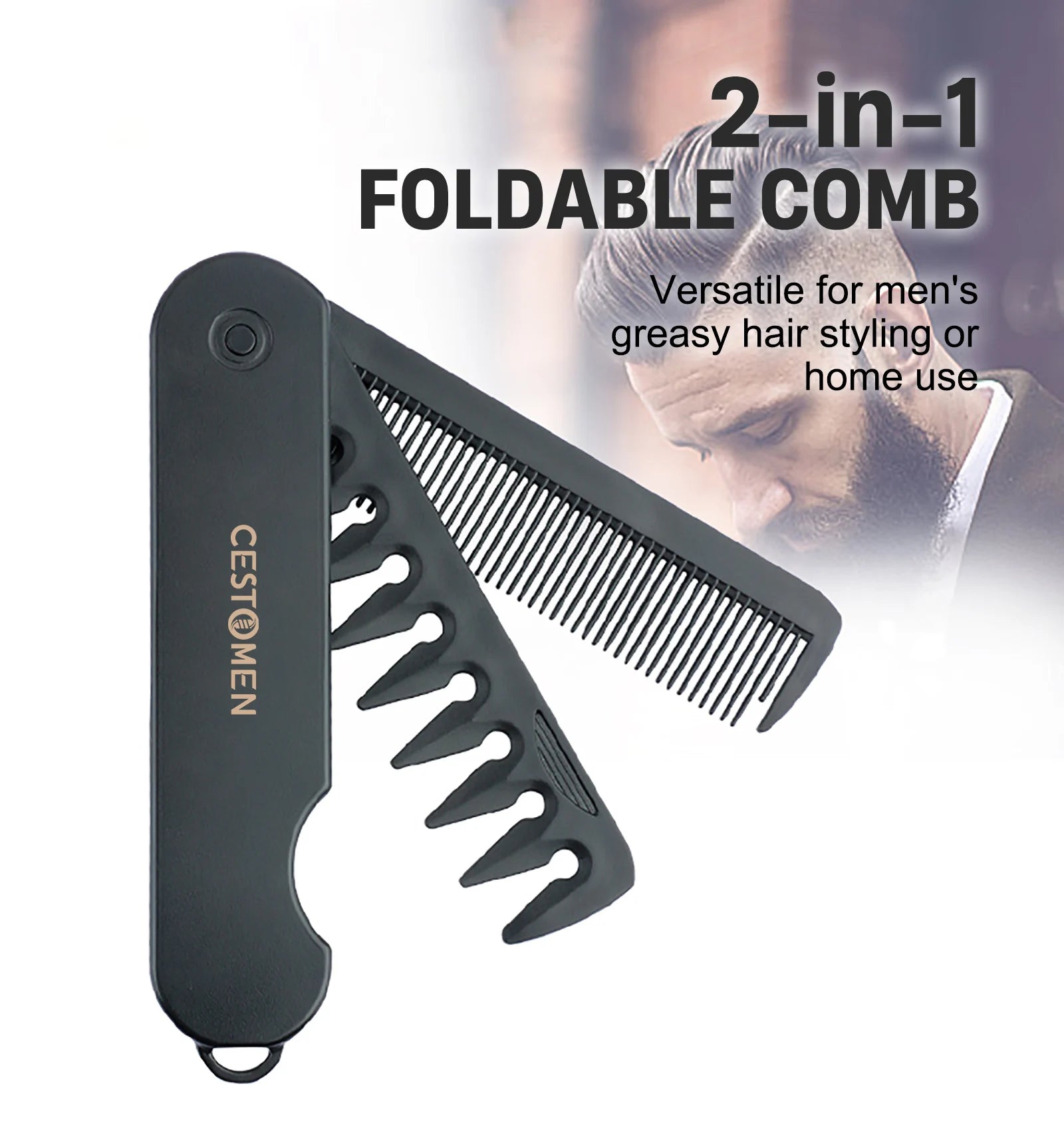 2-in-1 Pocket Folding Comb – Wide Tooth Beard & Hair Styling Tool for Men