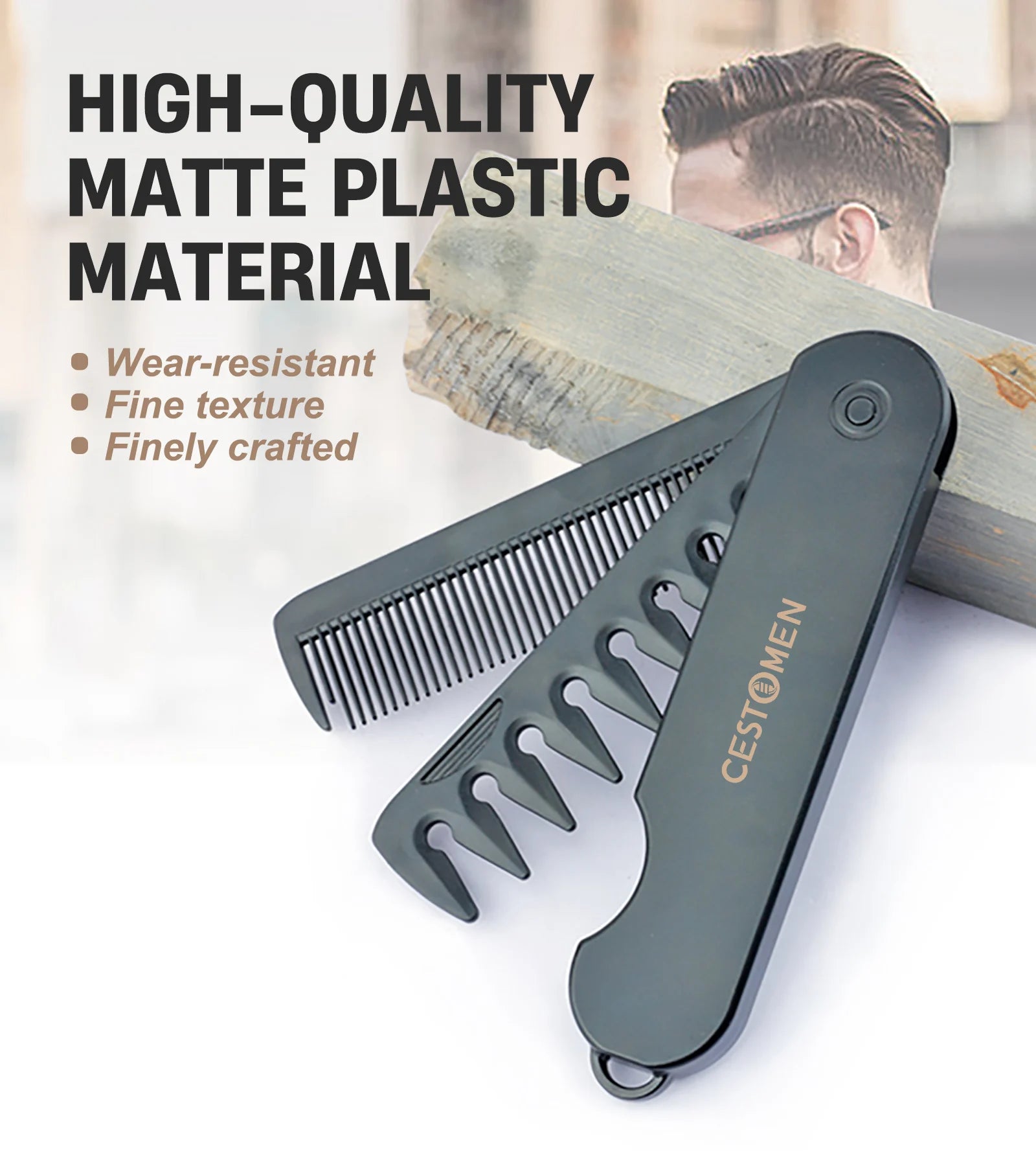 2-in-1 Pocket Folding Comb – Wide Tooth Beard & Hair Styling Tool for Men