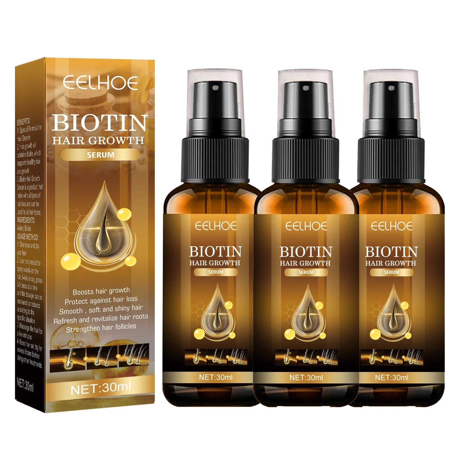 EELHOE Biotin Hair Growth Spray for Men – Strengthen Roots & Thicken Hair (30ml)