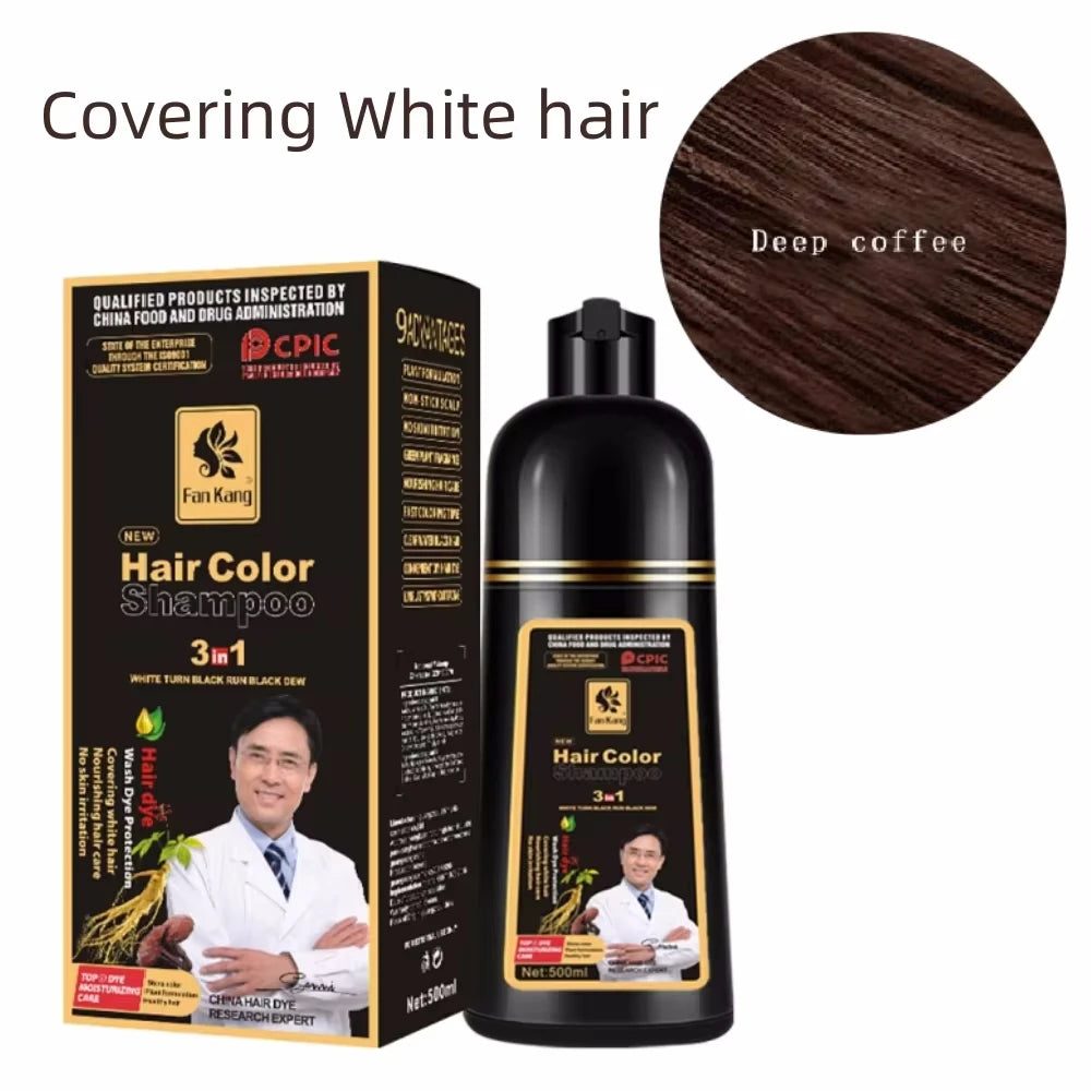 3-in-1 Black Hair Dye Shampoo for Gray Hair