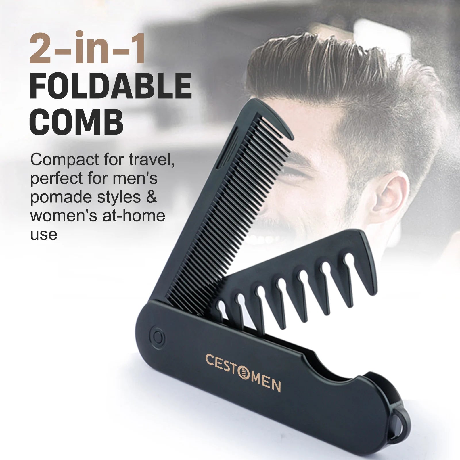 2-in-1 Pocket Folding Comb – Wide Tooth Beard & Hair Styling Tool for Men