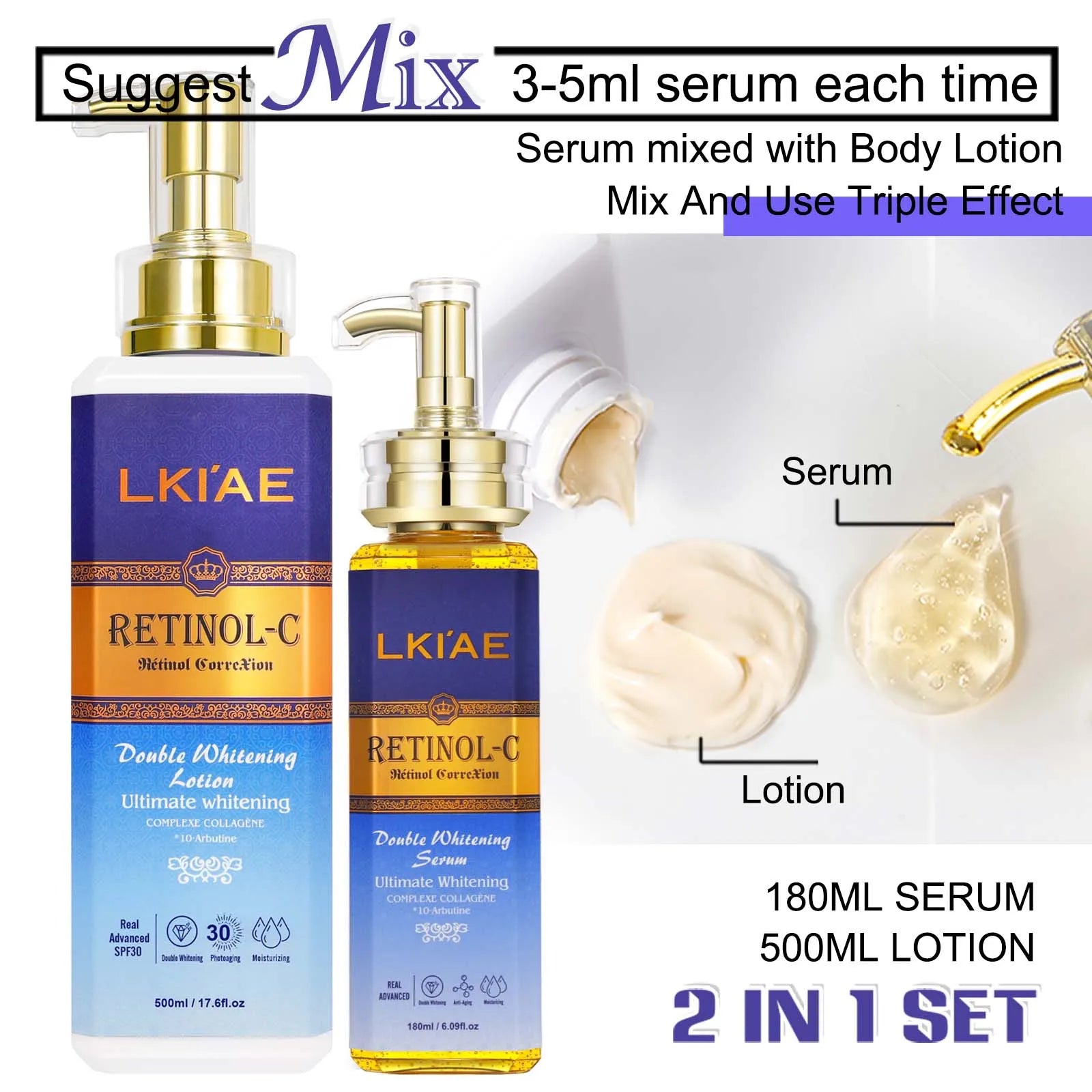 LKIAE Advanced Retinol Double Whitening Skin Care Set