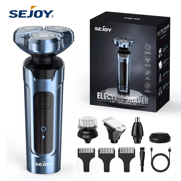 Sejoy 5-in-1 Rechargeable Electric Shaver for Men