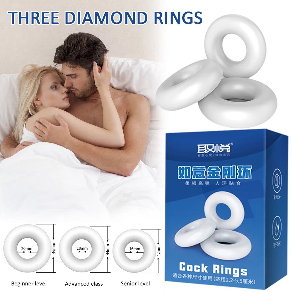 3pcs Penis Cock Rings Adult Goods For Men 18+ Delay Ejaculation Adult Sex Toys Multifunction For Beginners Long Lasting Cockring