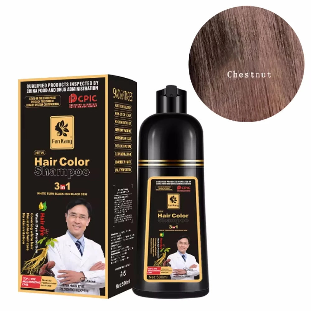 3-in-1 Black Hair Dye Shampoo for Gray Hair