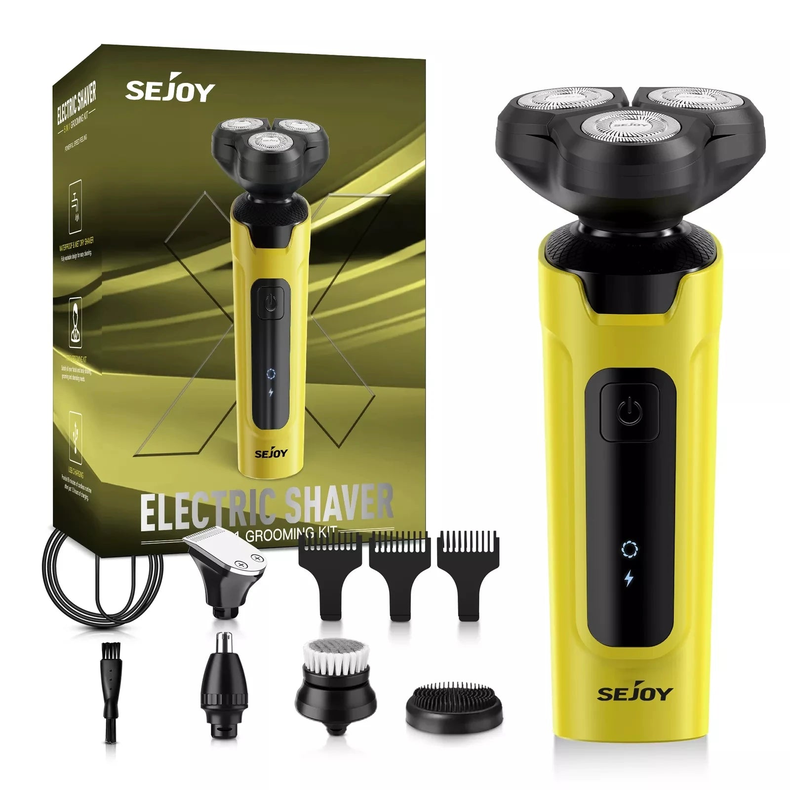 Sejoy 5-in-1 Rechargeable Electric Shaver for Men