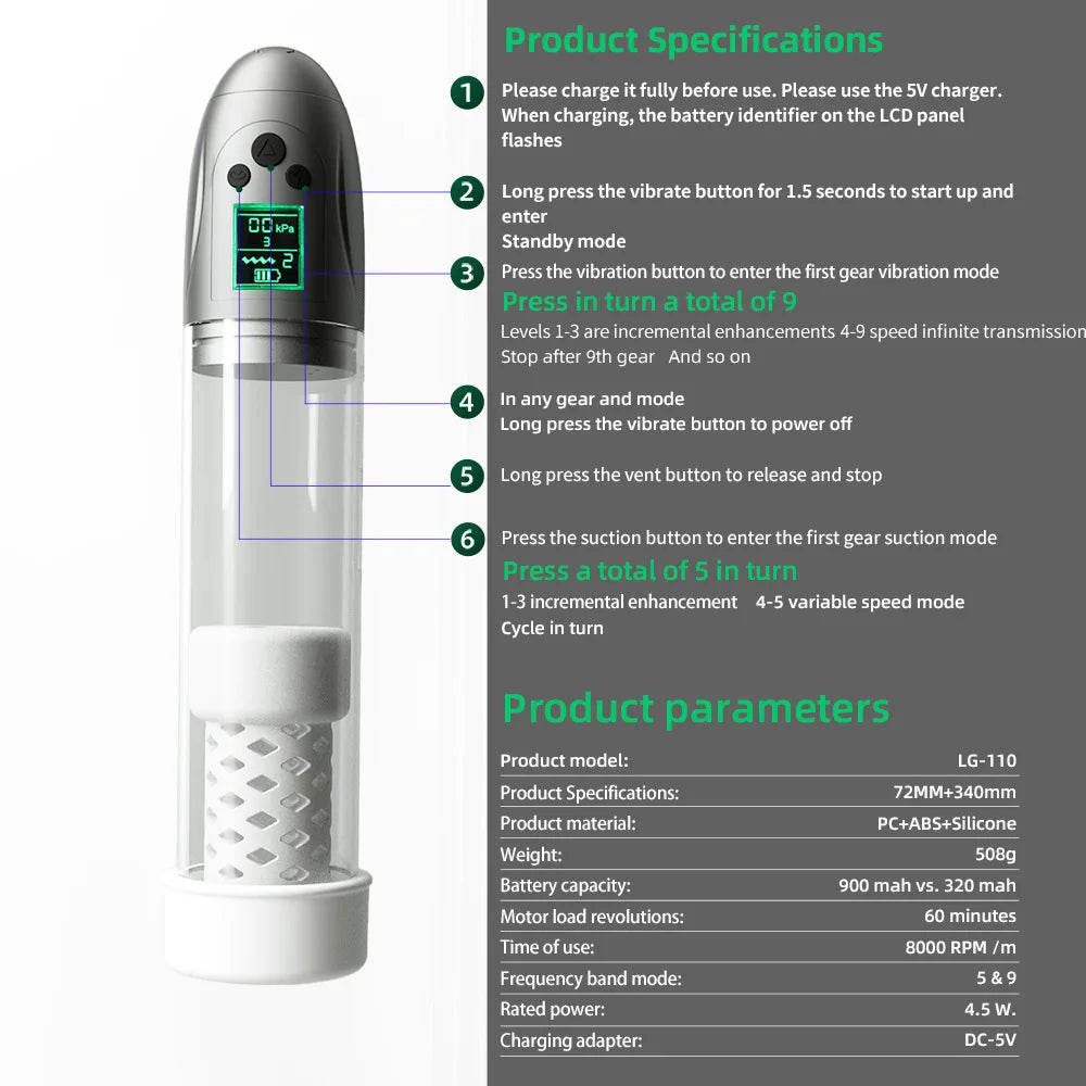 Electric Vacuum Penis Pump – Rechargeable System for Enhanced Blood Flow