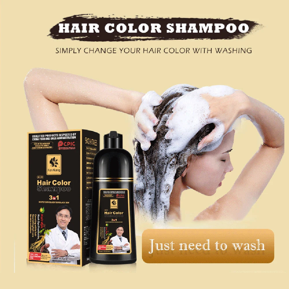 3-in-1 Black Hair Dye Shampoo for Gray Hair