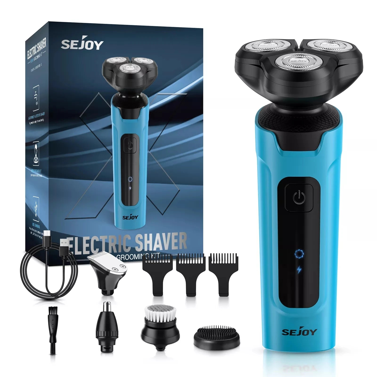 Sejoy 5-in-1 Rechargeable Electric Shaver for Men