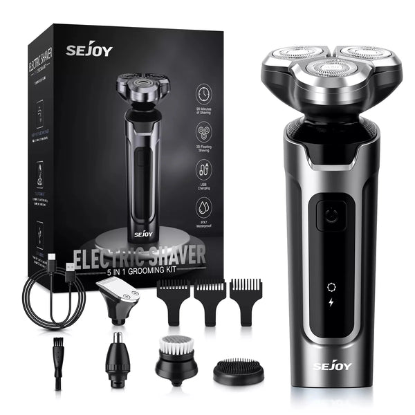 Sejoy 5-in-1 Rechargeable Electric Shaver for Men
