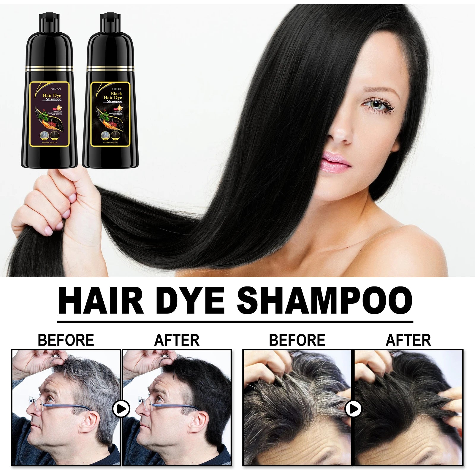 EELHOE 3-in-1 Natural Plant Hair Dye Shampoo – 100ml
