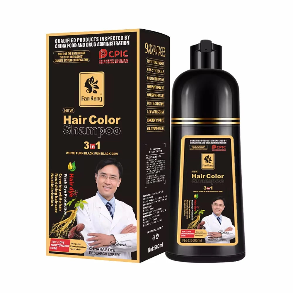 3-in-1 Black Hair Dye Shampoo for Gray Hair