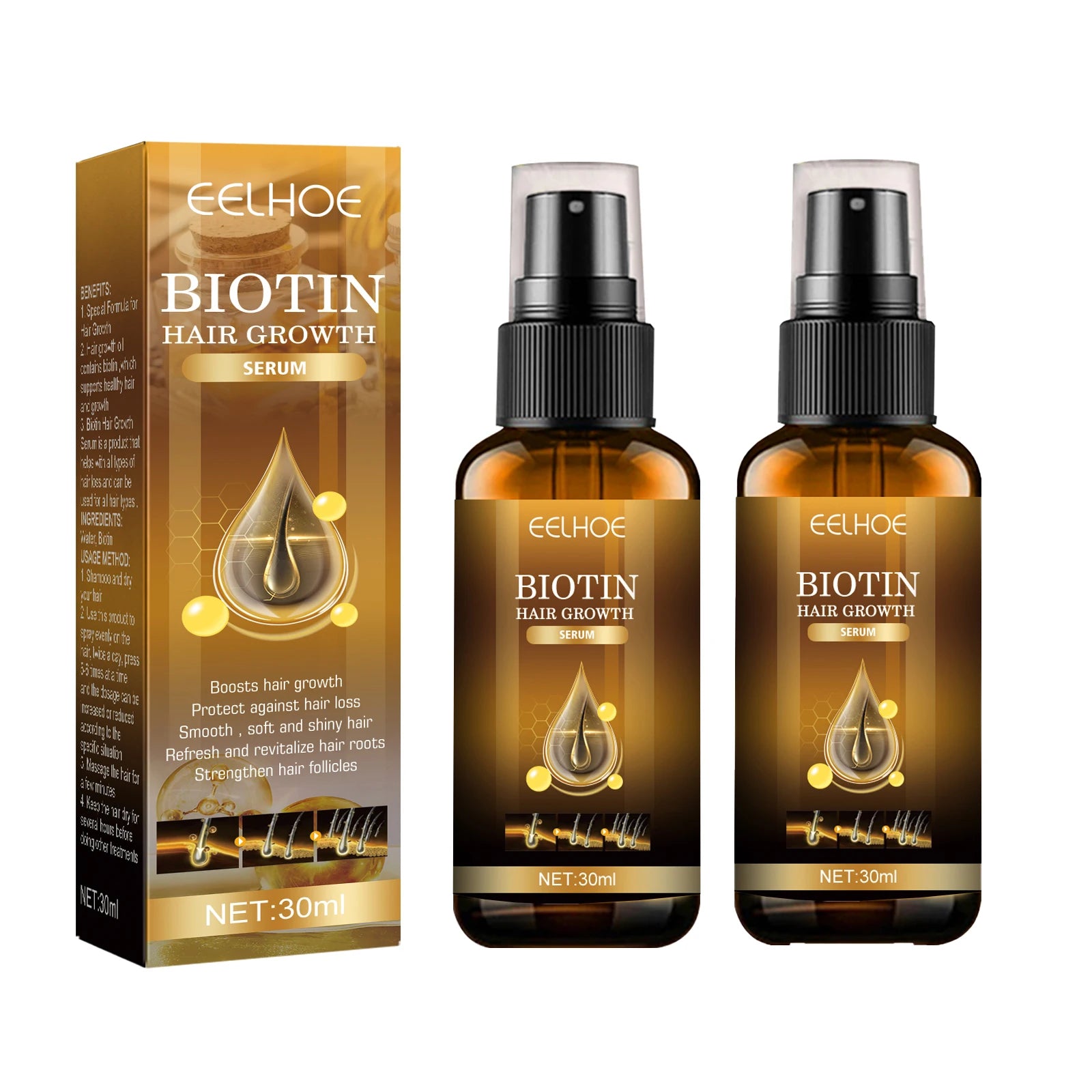 EELHOE Biotin Hair Growth Spray for Men – Strengthen Roots & Thicken Hair (30ml)