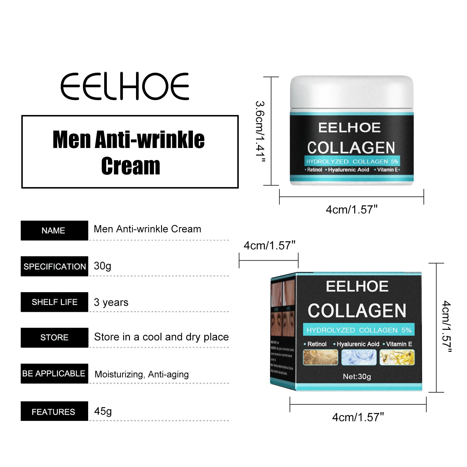 EELHOE Retinol Anti-Aging Face Cream for Men – Firming, Moisturizing & Wrinkle Repair (50ml)