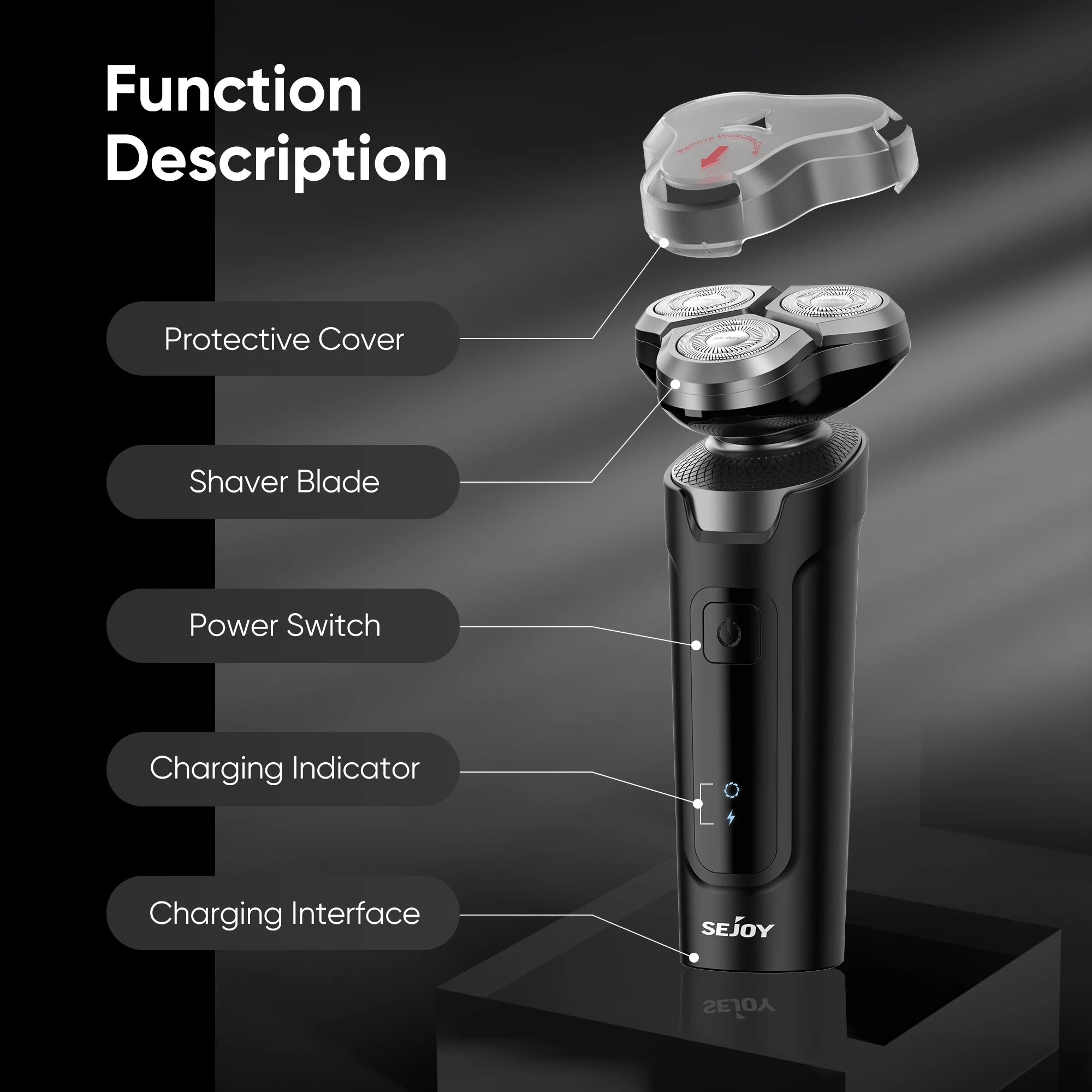 Sejoy 5-in-1 Rechargeable Electric Shaver for Men